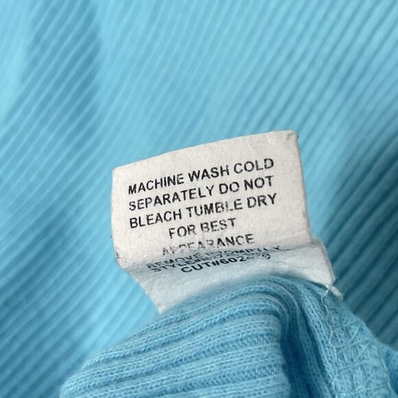 Y2K Cha Cha Vente Baby Blue Tank Top Lace Trim Size L 2000s Lettuce Hem USA Made - Picture 7 of 9